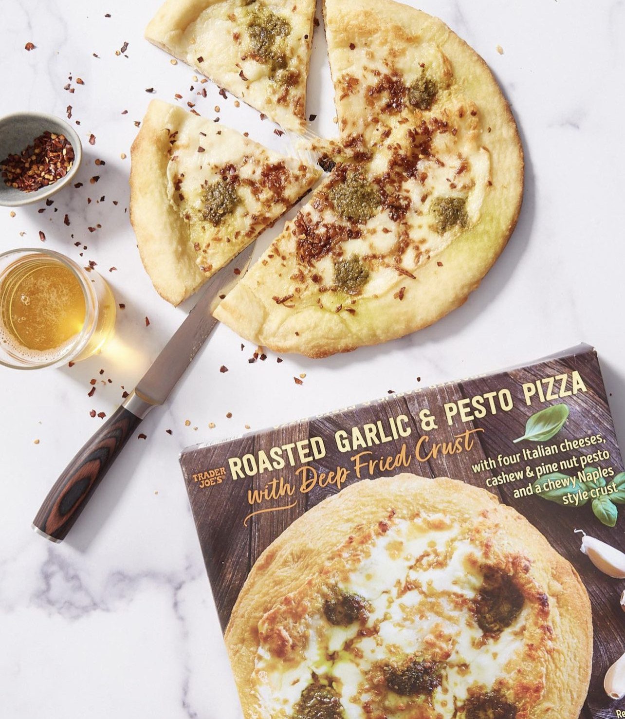 Trader Joe's Roasted Garlic and Pesto Pizza