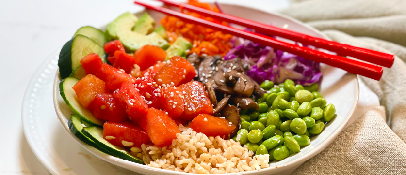Sesame-Sriracha Watermelon Poke Bowl from Joy Bauer
