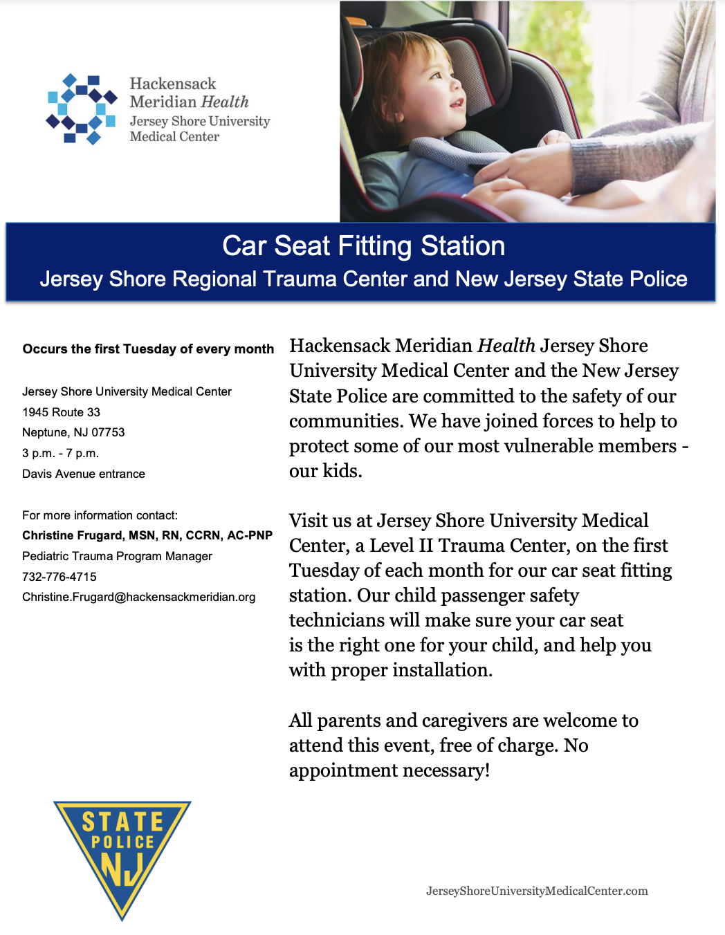 Car Seat Fitting Station Jersey Shore Regional Trauma Center and New Jersey State Police The
