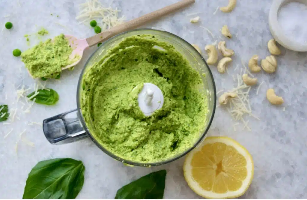 New Weeknight Recipe: Spring Pea & Three Cheese Cashew Pesto