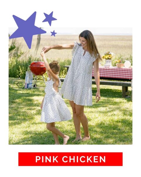 Guide - 1 Picture (1) pink chicken ditsy stars mommy and me dress