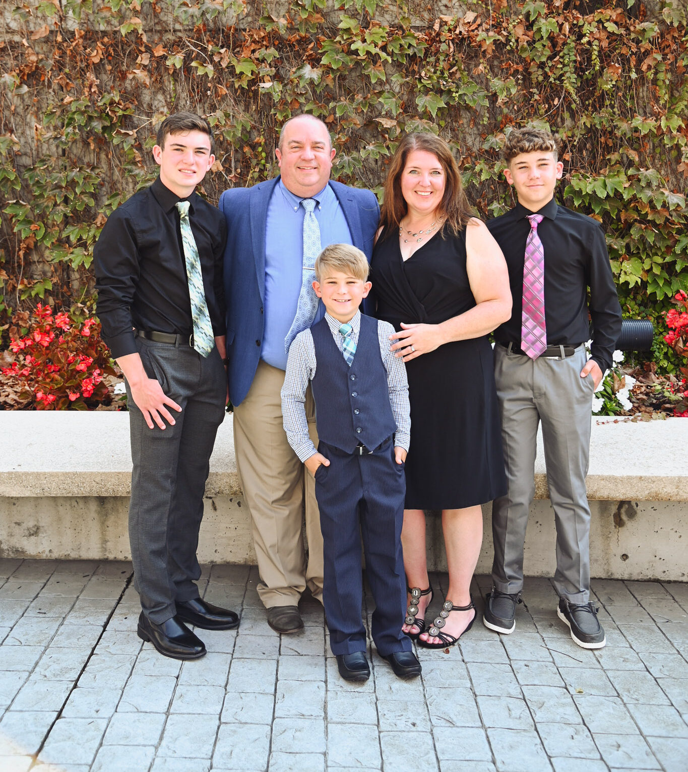 Christine Fisher, her husband and three sons