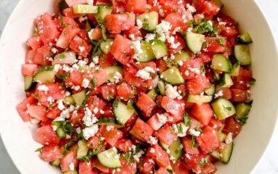 Watermelon Salad with Feta, Honey, & Lime Dressing