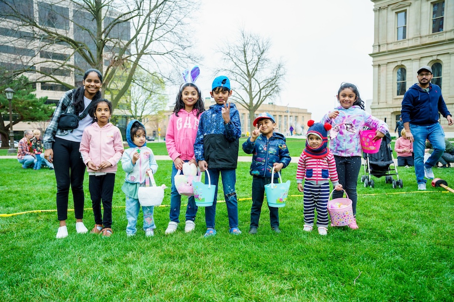 Downtown Lansing Capitol lawn Bunny Hop on the square
