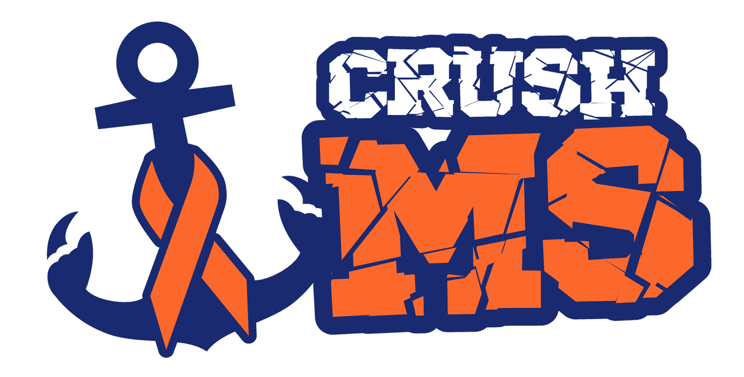 Beach-themed "Crush MOMS" logo with anchor and orange ribbon, Ocean City Moms event.