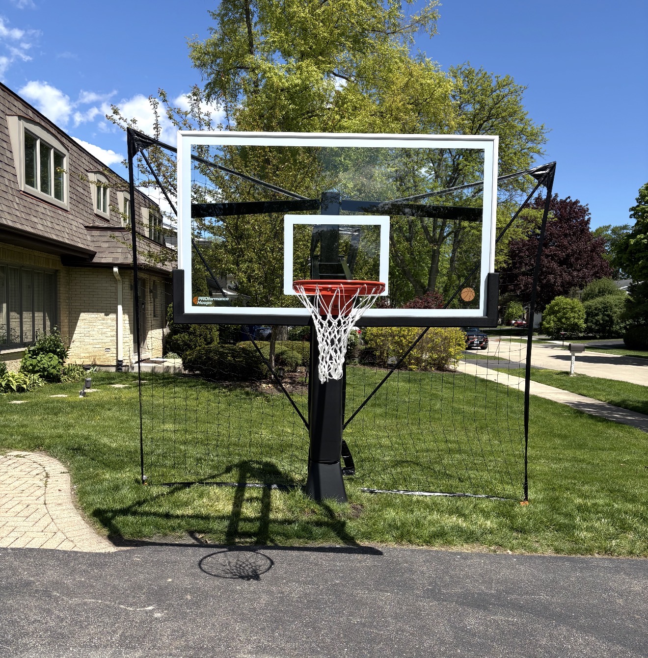 premium in-ground basketball hoop with tempered glass backboard