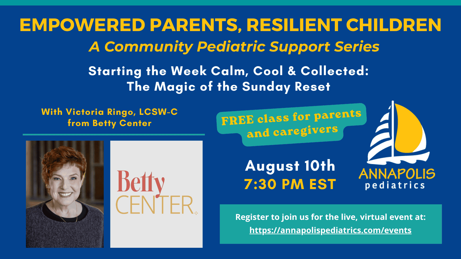 Community pediatric support event for parents and caregivers in Ocean City, featuring Victoria Ringo.