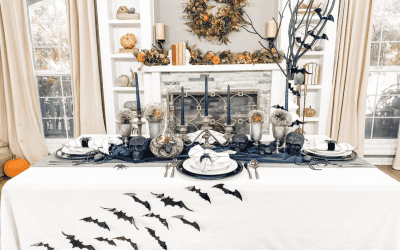 Chic Black & White Halloween Tablescape