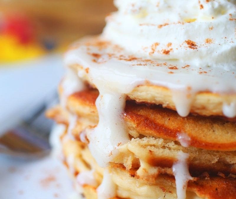 Maple Cinnamon Roll Pancakes