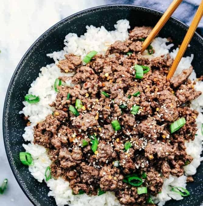 Korean Ground Beef and Rice Bowls