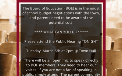 BOE Meeting Tonight–Public Hearing, A letter from your Presidents at Saxe