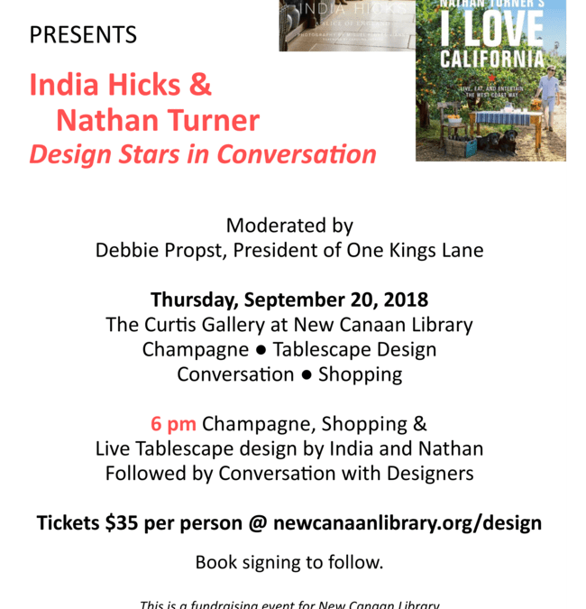 New Canaan Library presents India Hicks & Nathan Turner “Design Stars in Conversation”
