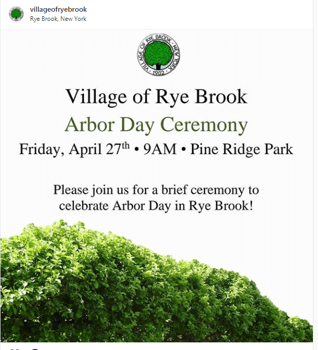 Village of Rye Brook Arbor Day Ceremony Friday, April 27 9am