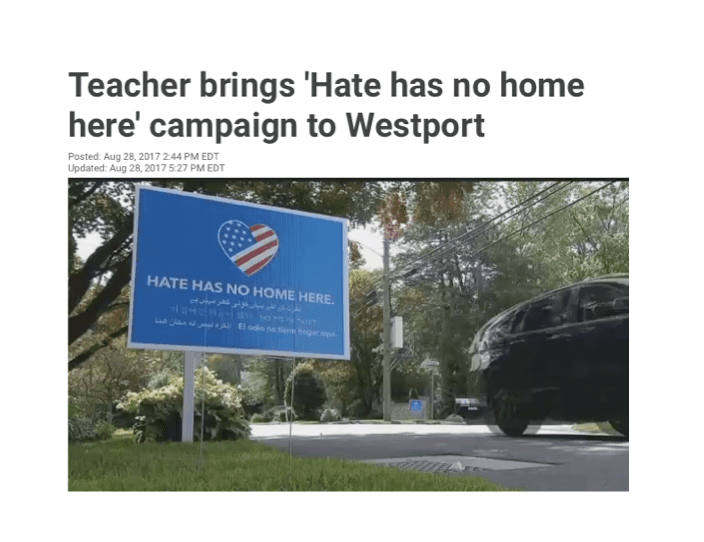 "Hate has no home here" movement now blazing across Westport!