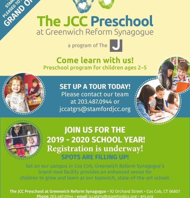 The JCC Preschool at Greenwich Reform School is Now Open for Enrollment