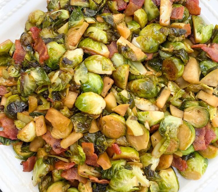 Sweet & Sour Brussels Sprouts with Apple & Bacon!
