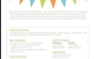 Avenu Fitness is the Latest Locale for Kid’s Bday Parties