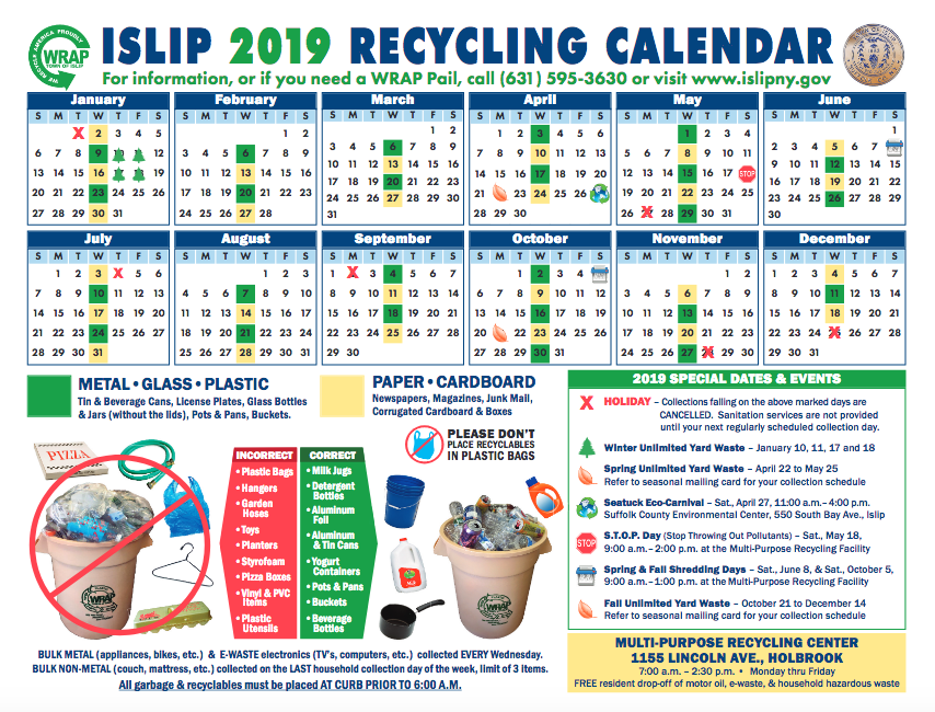 Islip Recycling Calendar Printable Calendar 2023