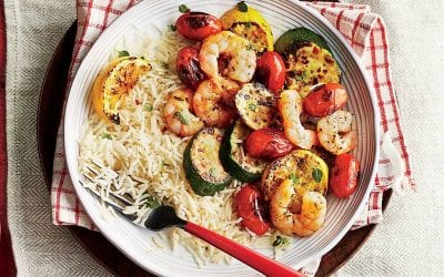 Sheet Pan Shrimp and Vegetables with Rice