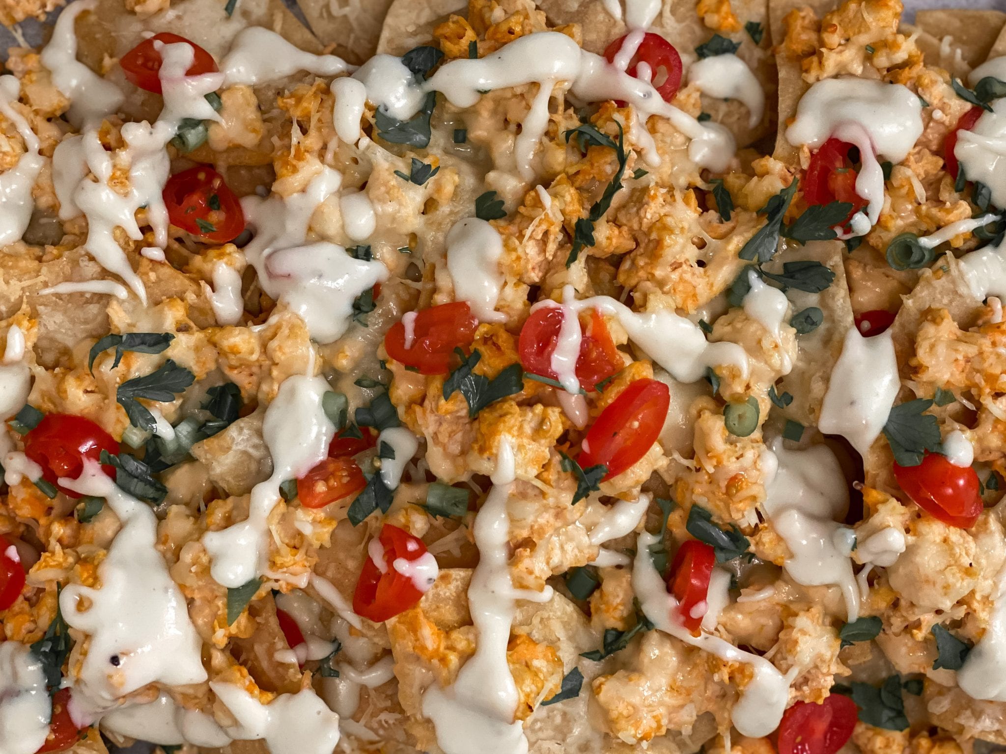 Buffalo Chicken Nachos with Blue Cheese Queso - The North Shore Moms