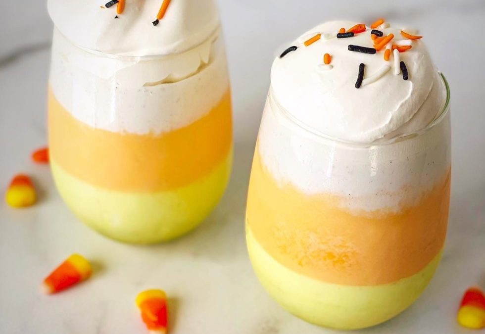 Candy Corn Ice Cream Sundaes!